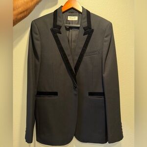 Saint Laurent Black single-breasted Tuxedo Jacket with Velvet Trim